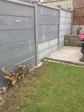 Close-up of a Concrete panel fencing