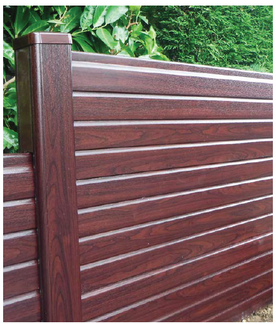 Woodgrain pattern on a walnut uPVC fence