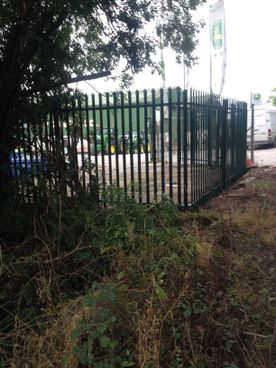 Large steel fencing around a property