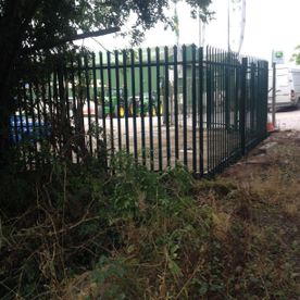 Large steel fencing around a property