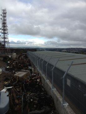 Chainlink fences around an industrial property